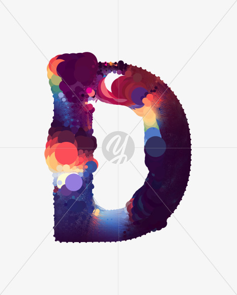 Letter D from Cosmic Bubble Font on Yellow Images Creative Fonts - S35960