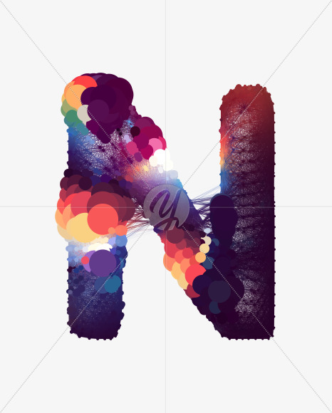 Letter N from Cosmic Bubble Font on Yellow Images Creative Fonts - S35970