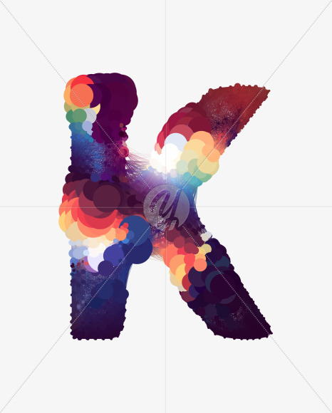 Letter K from Cosmic Bubble Font on Yellow Images Creative Fonts - S35967