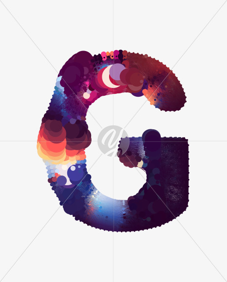 Letter G from Cosmic Bubble Font on Yellow Images Creative Fonts - S35963