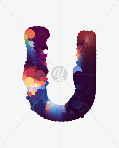 Letter U from Cosmic Bubble Font on Yellow Images Creative Fonts - S35977