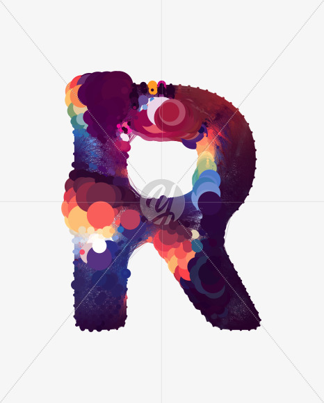 Letter R from Cosmic Bubble Font on Yellow Images Creative Fonts - S35974