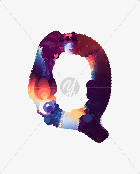 Letter Q from Cosmic Bubble Font on Yellow Images Creative Fonts - S35973