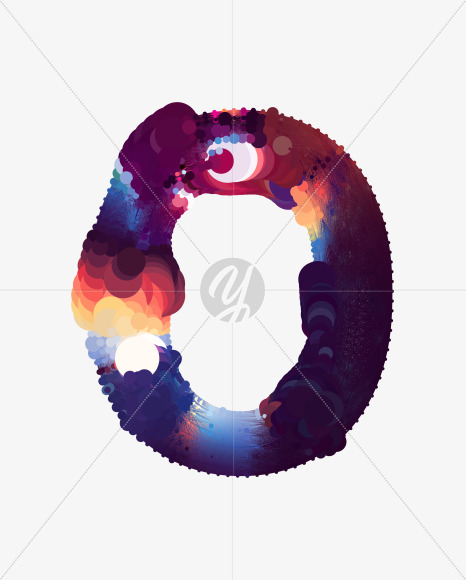 Letter O from Cosmic Bubble Font on Yellow Images Creative Fonts - S35971