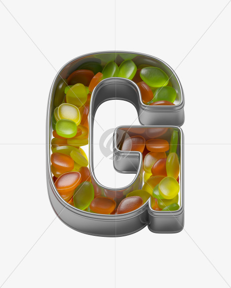 Letter G from Candy box Font on Yellow Images Creative Fonts - S36008