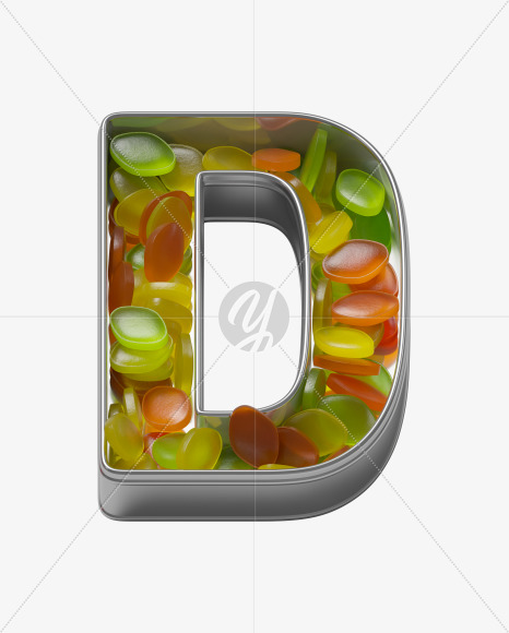 Letter D from Candy box Font on Yellow Images Creative Fonts - S36005