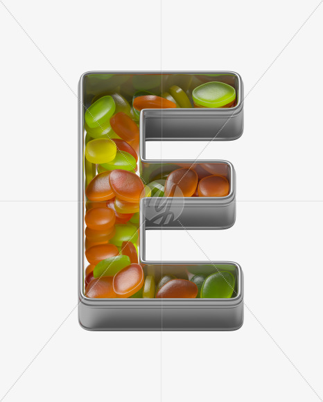 Letter E from Candy box Font on Yellow Images Creative Fonts - S36006