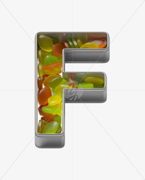 Letter F from Candy box Font on Yellow Images Creative Fonts - S36007