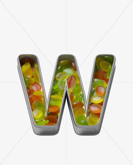 Letter W from Candy box Font on Yellow Images Creative Fonts - S36024