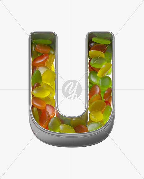 Letter U from Candy box Font on Yellow Images Creative Fonts - S36022