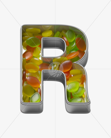 Letter R from Candy box Font on Yellow Images Creative Fonts - S36019