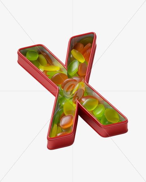 Letter X from Box with candies Font on Yellow Images Creative Fonts - S36069