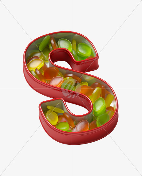 Letter S from Box with candies Font on Yellow Images Creative Fonts - S36064