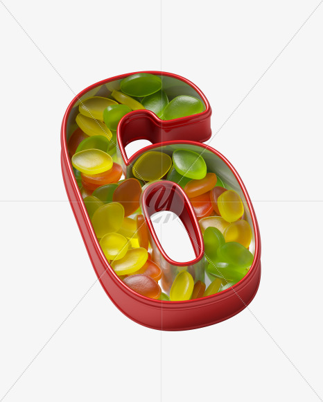 6 from Box with candies Font on Yellow Images Creative Fonts - S36077