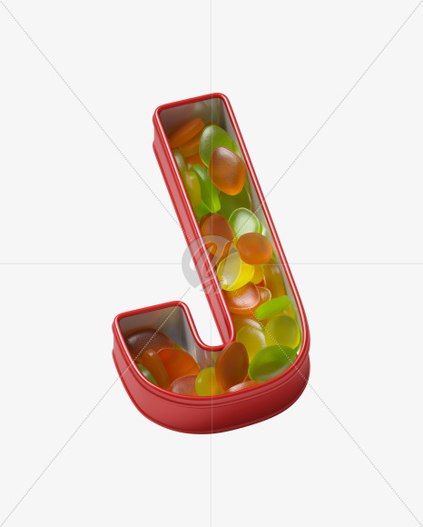 Letter J from Box with candies Font on Yellow Images Creative Fonts - S36055