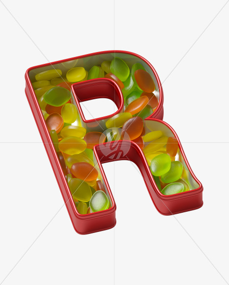 Letter R from Box with candies Font on Yellow Images Creative Fonts - S36063