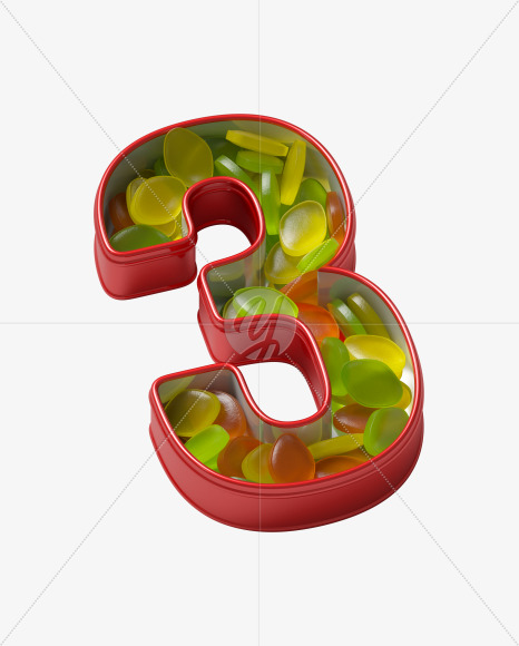 3 from Box with candies Font on Yellow Images Creative Fonts - S36074