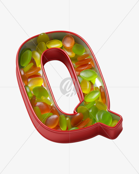 Letter Q from Box with candies Font on Yellow Images Creative Fonts - S36062