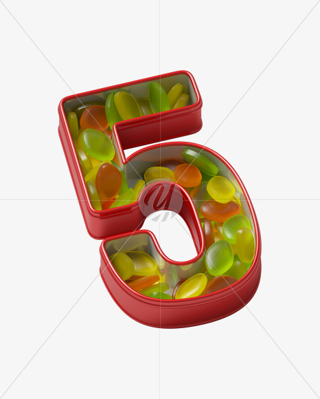 5 from Box with candies Font on Yellow Images Creative Fonts - S36076