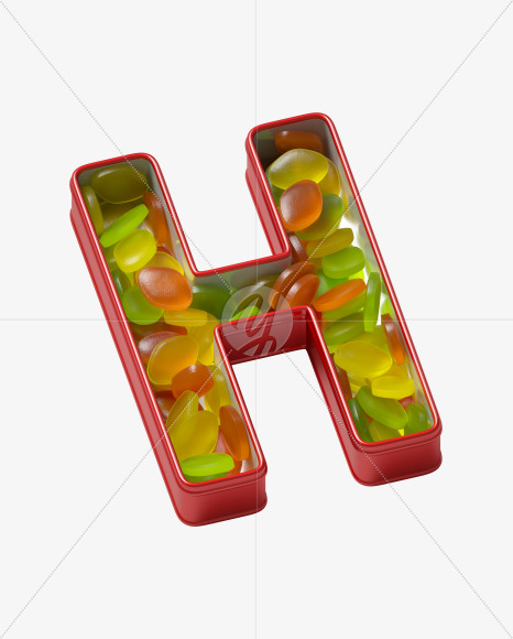 Letter H from Box with candies Font on Yellow Images Creative Fonts - S36053