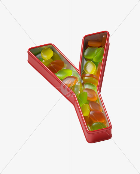 Letter Y from Box with candies Font on Yellow Images Creative Fonts - S36070