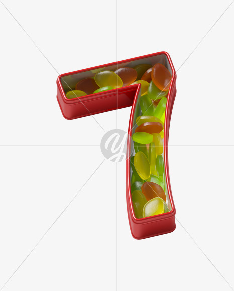 7 from Box with candies Font on Yellow Images Creative Fonts - S36078