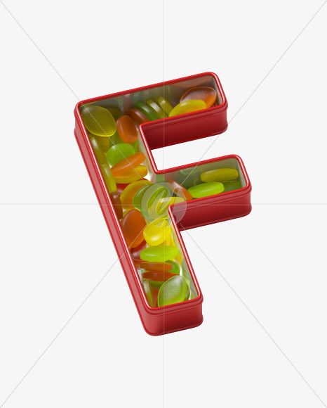 Letter F from Box with candies Font on Yellow Images Creative Fonts - S36051