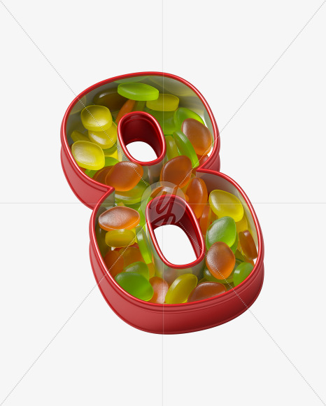 8 from Box with candies Font on Yellow Images Creative Fonts - S36079