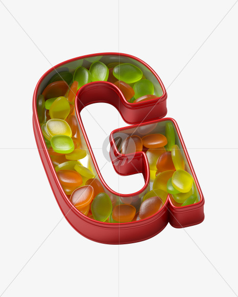 Letter G from Box with candies Font on Yellow Images Creative Fonts - S36052