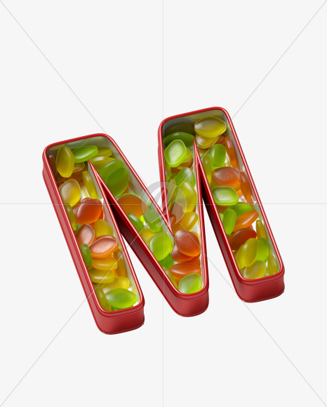 Letter M from Box with candies Font on Yellow Images Creative Fonts - S36058