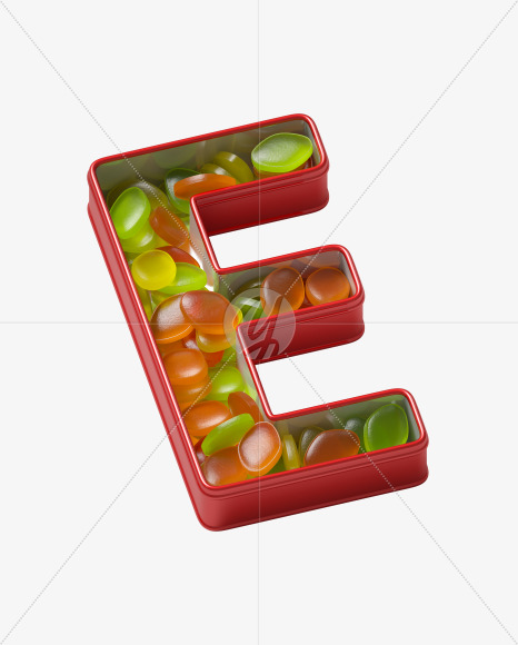 Letter E from Box with candies Font on Yellow Images Creative Fonts - S36050