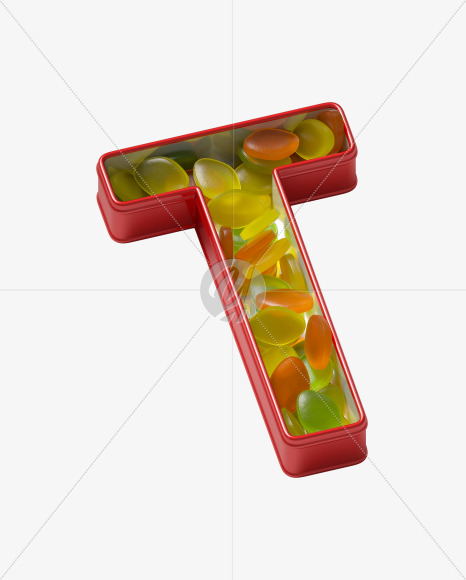 Letter T from Box with candies Font on Yellow Images Creative Fonts - S36065