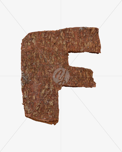 Letter F from Brown Bark Font on Yellow Images Creative Fonts - S36095