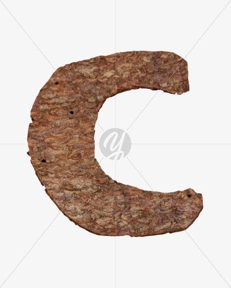 Letter C from Brown Bark Font on Yellow Images Creative Fonts - S36092