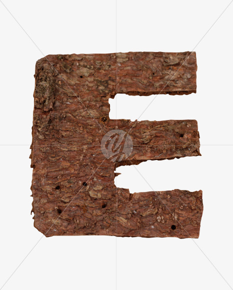 Letter E from Brown Bark Font on Yellow Images Creative Fonts - S36094