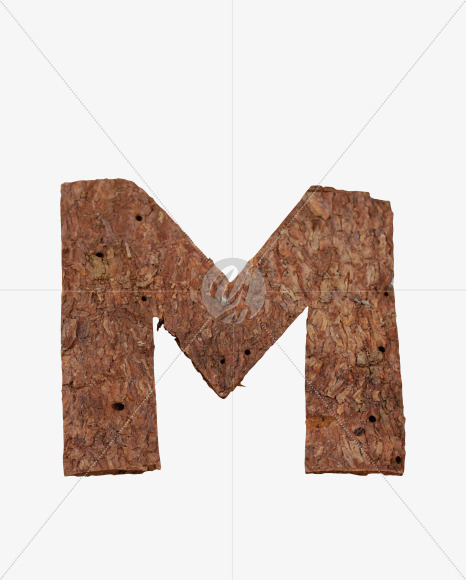 Letter M from Brown Bark Font on Yellow Images Creative Fonts - S36102