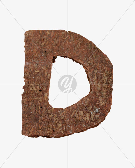 Letter D from Brown Bark Font on Yellow Images Creative Fonts - S36093