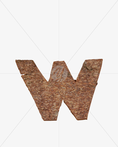 Letter W from Brown Bark Font on Yellow Images Creative Fonts - S36112