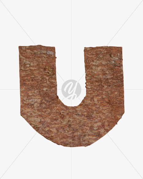 Letter U from Brown Bark Font on Yellow Images Creative Fonts - S36110