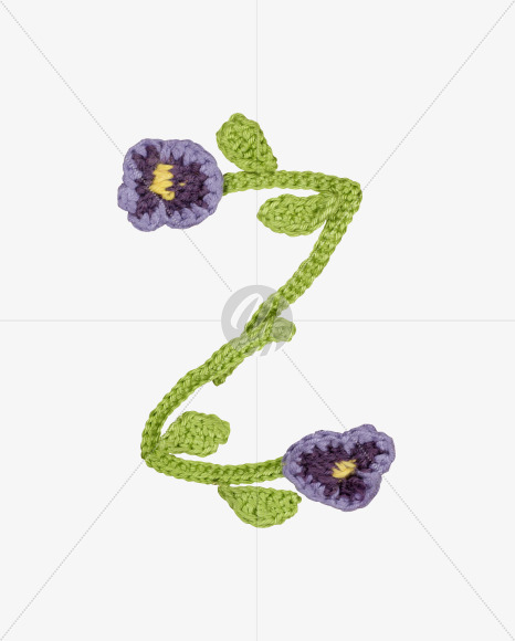 Letter Z from Knitted Flowers Font on Yellow Images Creative Fonts - S36343