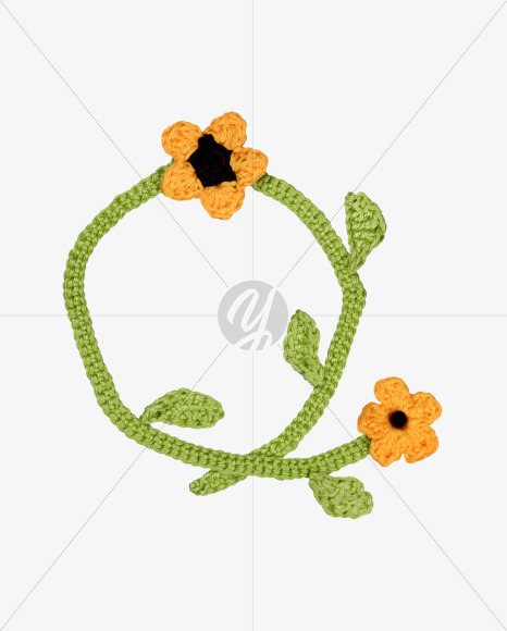 Letter Q from Knitted Flowers Font on Yellow Images Creative Fonts - S36334