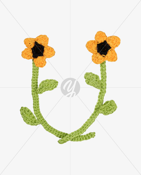 Letter U from Knitted Flowers Font on Yellow Images Creative Fonts - S36338