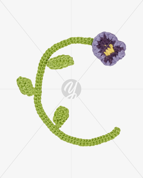 Letter C from Knitted Flowers Font on Yellow Images Creative Fonts - S36320