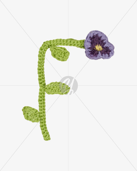 Letter F from Knitted Flowers Font on Yellow Images Creative Fonts - S36323