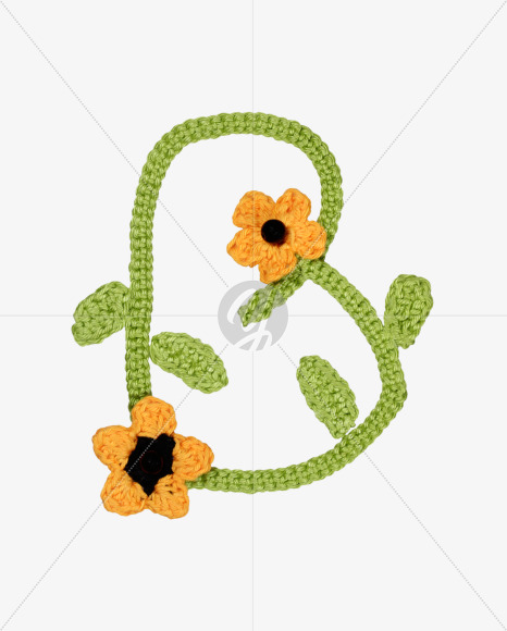 Letter B from Knitted Flowers Font on Yellow Images Creative Fonts - S36319