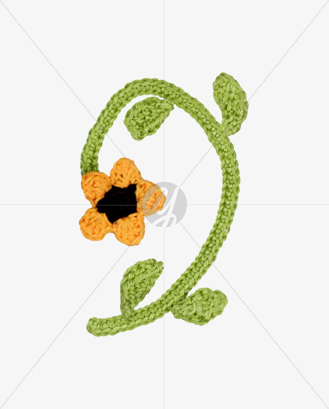 9_ from Knitted Flowers Font on Yellow Images Creative Fonts - S36352