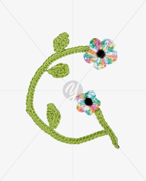 Letter G from Knitted Flowers Font on Yellow Images Creative Fonts - S36324