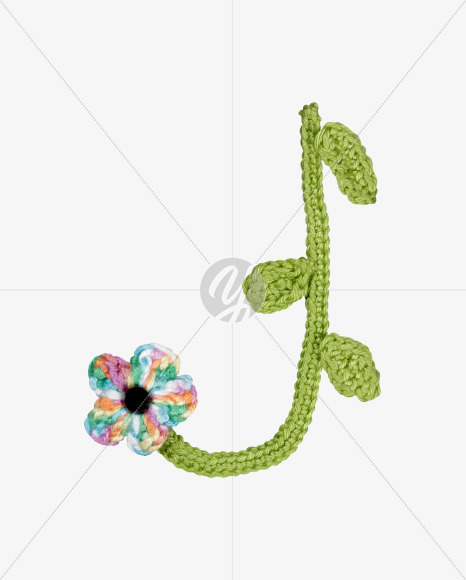 Letter J from Knitted Flowers Font on Yellow Images Creative Fonts - S36327