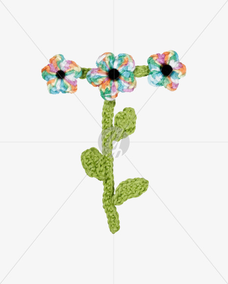 Letter T from Knitted Flowers Font on Yellow Images Creative Fonts - S36337