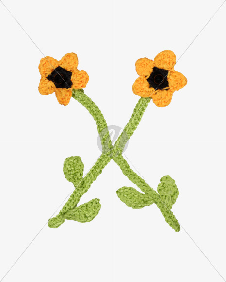 Letter X from Knitted Flowers Font on Yellow Images Creative Fonts - S36341